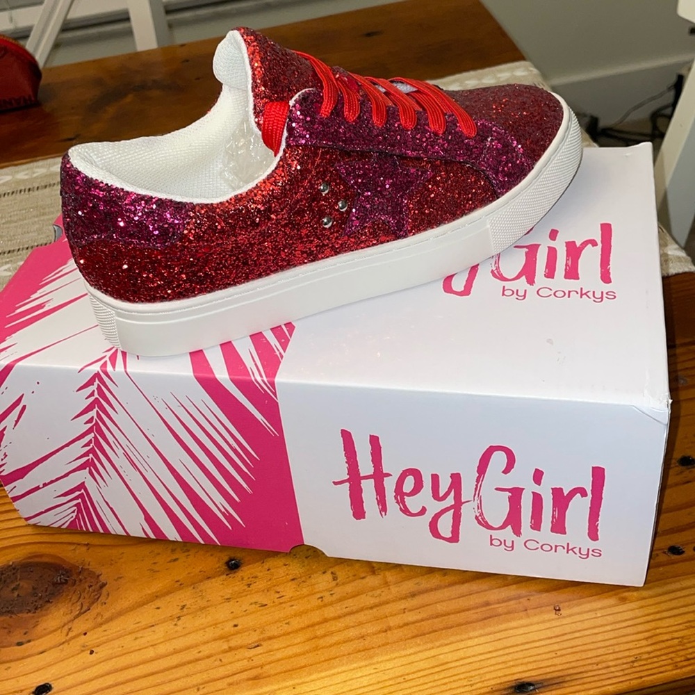 Corkys Hey Girl Sparkly Red Sneakers